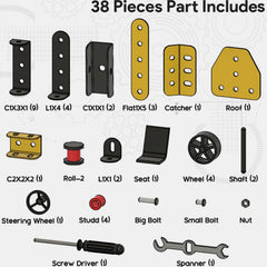 Aditi Mecha Racer kit pieces and assembled mechanical models