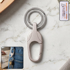 Durable metal keychain with secure carabiner clip on a white background