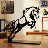 stylish black metal horse sculpture