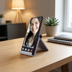 Smartphone secured in plastic foldable holder
