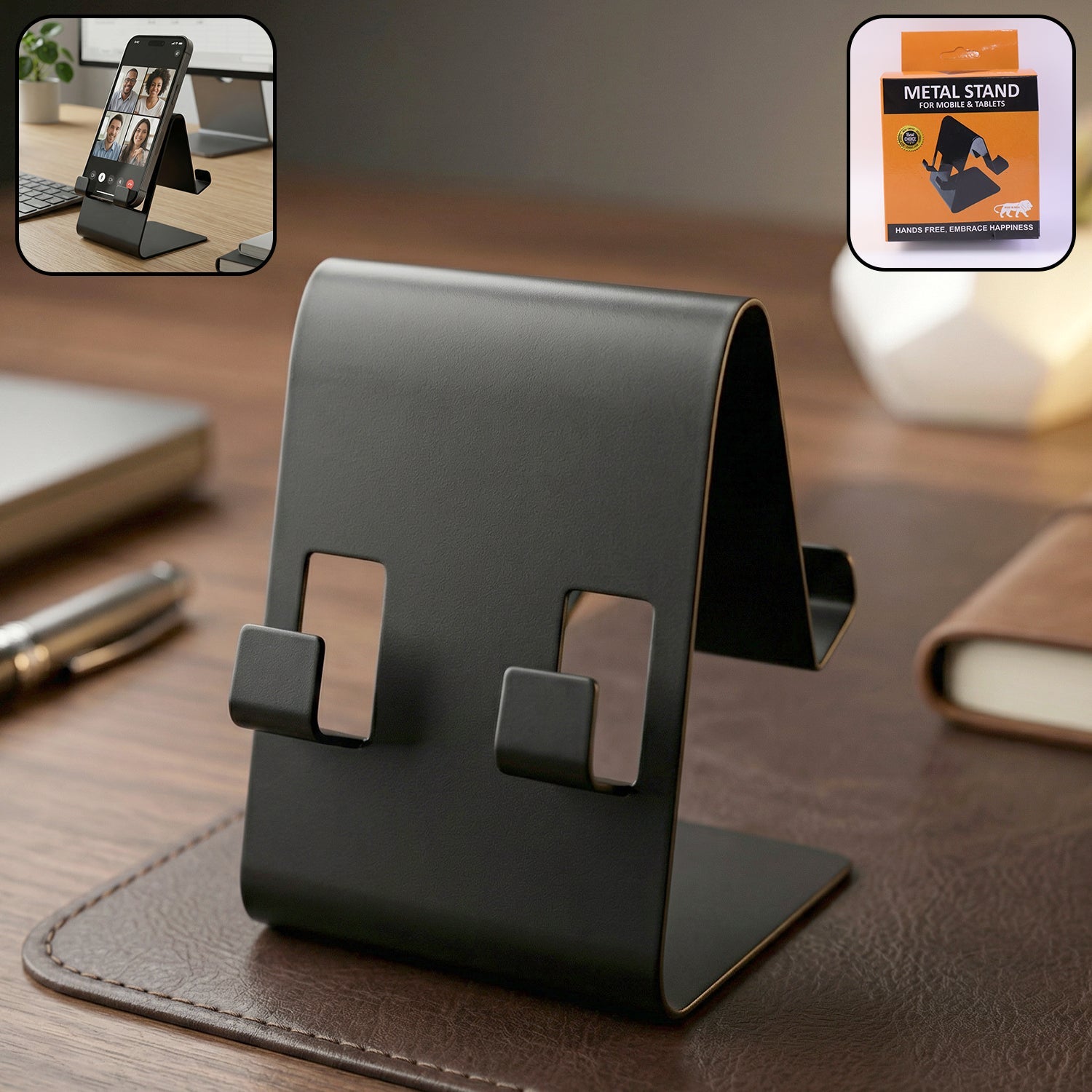 Black foldable metal mobile & tablet stand