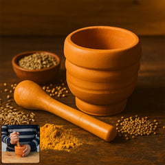 Unbreakable plastic mortar and pestle set on white background
