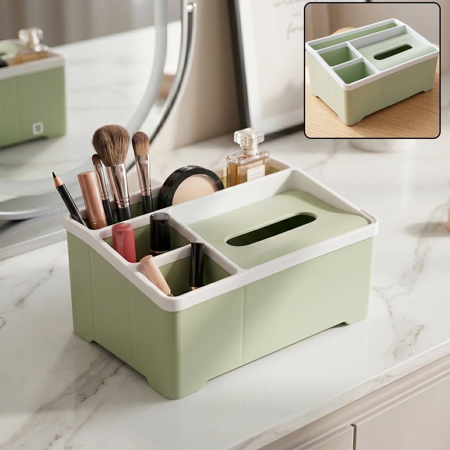 Multipurpose Plastic Cosmetic Organizer Box with Compartments