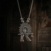 Oxidised Silver Finish Krishna Flute Pendant Necklace (1 Pc)
