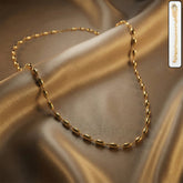 Elegant Gold-Tone Oval Bead Necklace Chain for Women (1 Pc)