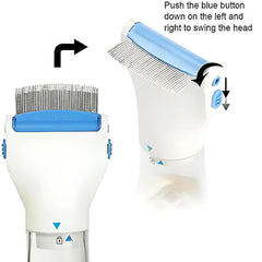 Close-up of lice removal device in use
