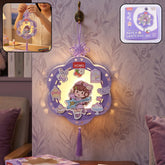 DIY paper lantern hanging decoration assembled and glowing