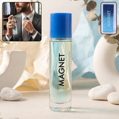 Magnet Eau De Parfum elegant spray bottle with blue cap