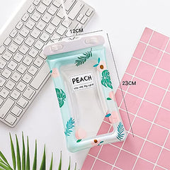 Peach Transparent Waterproof Phone Holder with Neck Strap