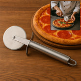 Premium stainless steel pizza cutter with ergonomic handle
