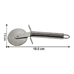 Stainless steel pizza cutter wheel showing finger guard