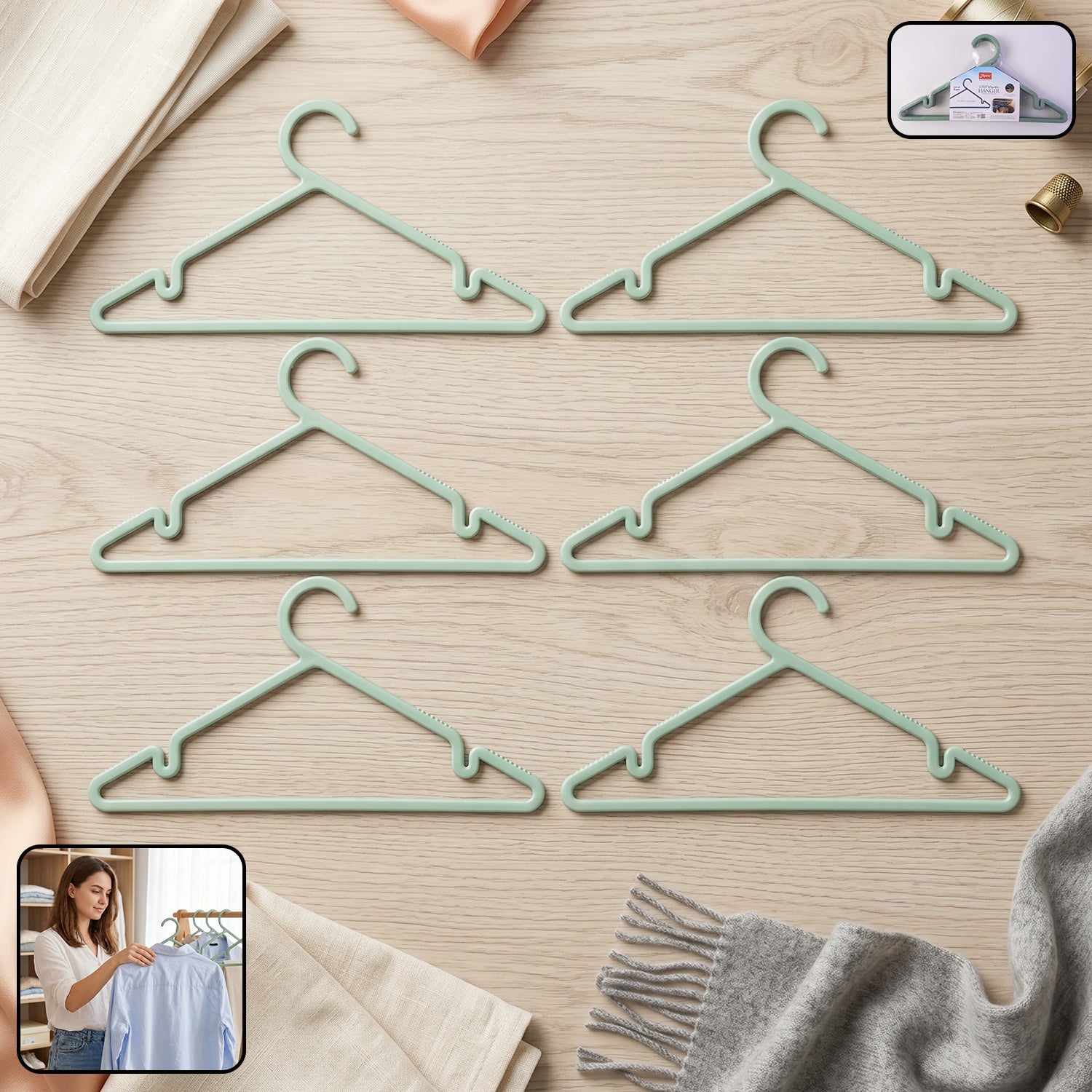 Apex Gripi durable plastic clothes hanger set 6-pack
