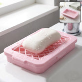 Plastic Soap Box Dish with Drain Tray for Bathroom and Kitchen (1 Pc)