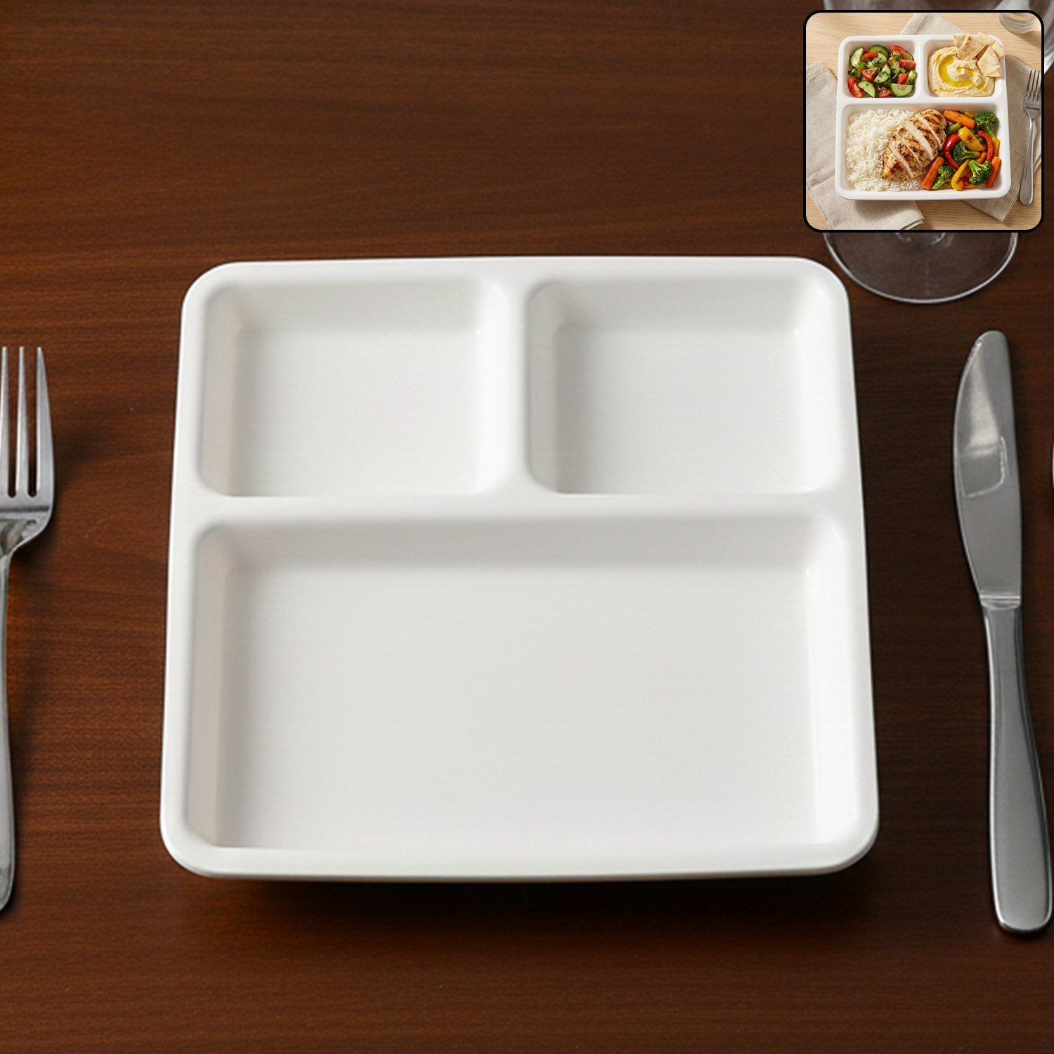 Plastic 3-Compartment Dinner Plate