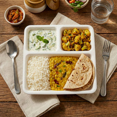 Sectioned Serving Plate in White Plastic