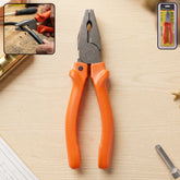 Heavy-duty combination pliers with orange handle and steel jaws for electrical work