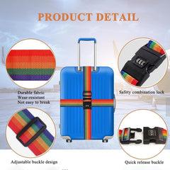 Rainbow luggage strap held in hand