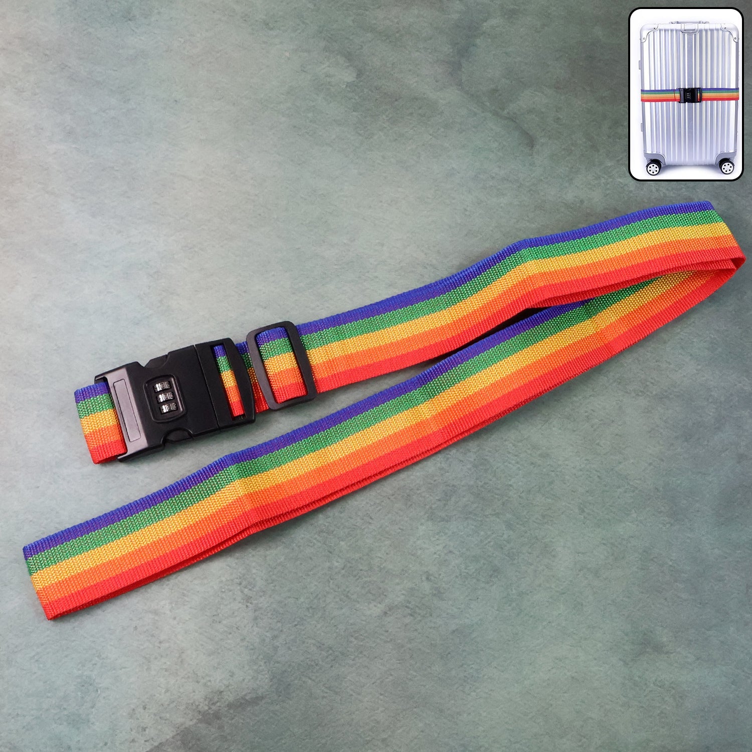 Heavy-Duty Rainbow Luggage Strap with 3-Digit Combination Lock