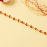 Rudraksha Bead Bracelet Rakhi, Gold-Plated Cap Beads Rakhi for Brother (1 Pc)