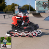 Professional adjustable inline skates with red and black design