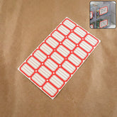 Red and white self-adhesive rectangular label stickers sheet