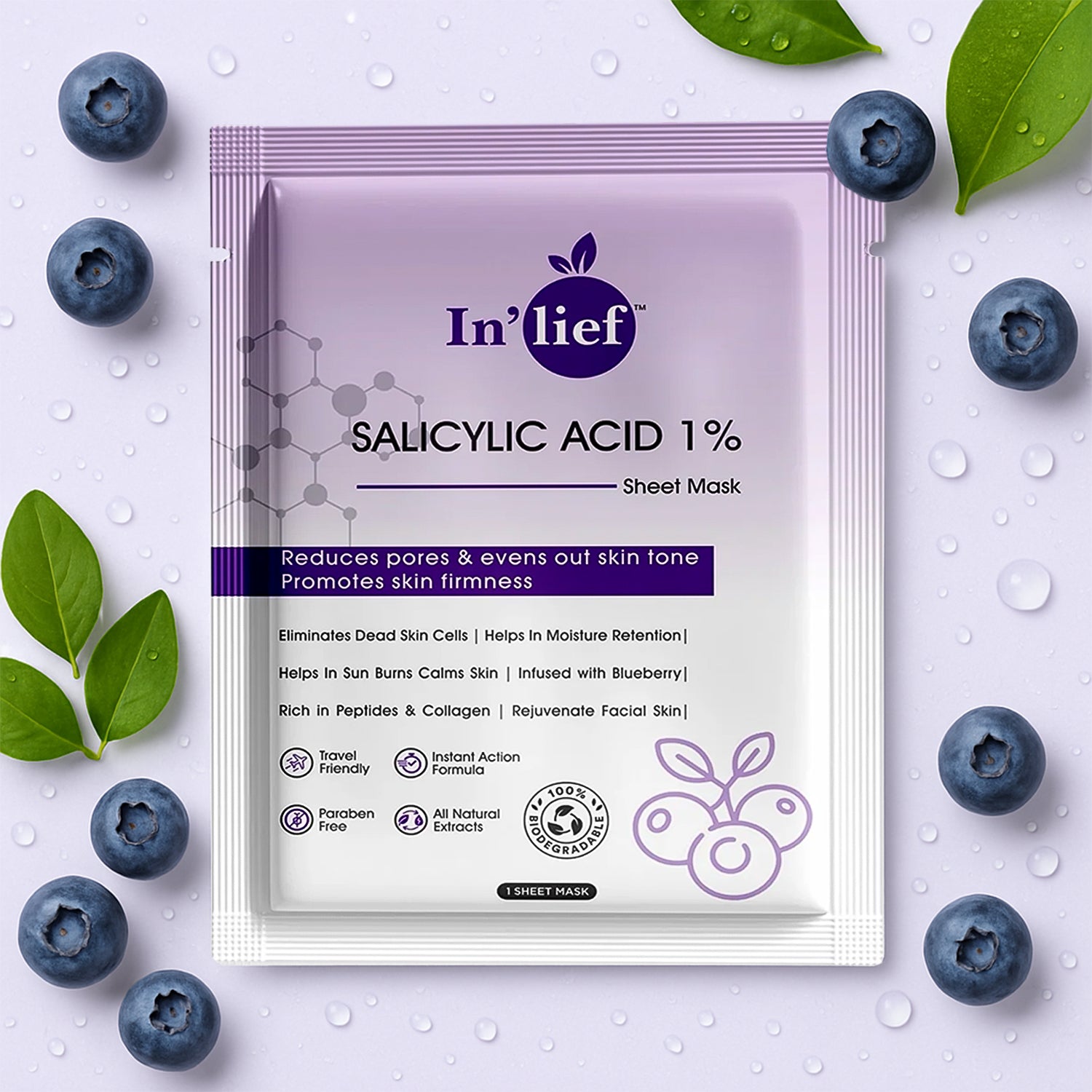 In'lief Salicylic Acid 1% Clarifying Facial Sheet Mask front view
