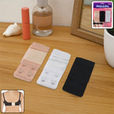 Adjustable 3-piece bra extender set in skin, white, and black colors