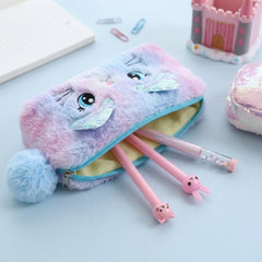 Kids Cute Cartoon Design Zipper Pouch (1 Pc, 25x12 Cm)