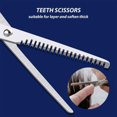 Salon hair thinning scissors close-up