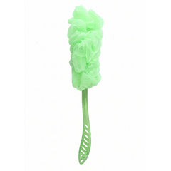 Bath loofah brush showing ergonomic handle design