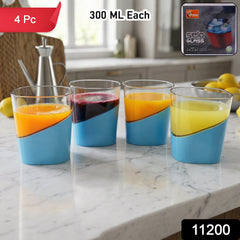 Prexo Stylish Grip Base Plastic Selo Glass (4 Pc, Set 300 ML Each)