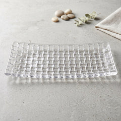 Clear 11 inch glass tray for serving fruit, dessert and starters