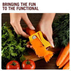 Manual vegetable peeler tool on white background