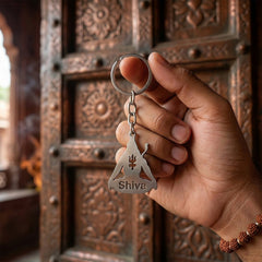 Premium Metal Lord Shiva Trishul Design Keychain 1 Pc