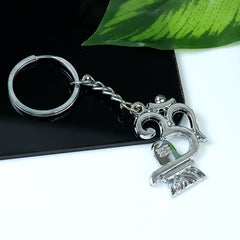 Metal Om Shivling keychain side view