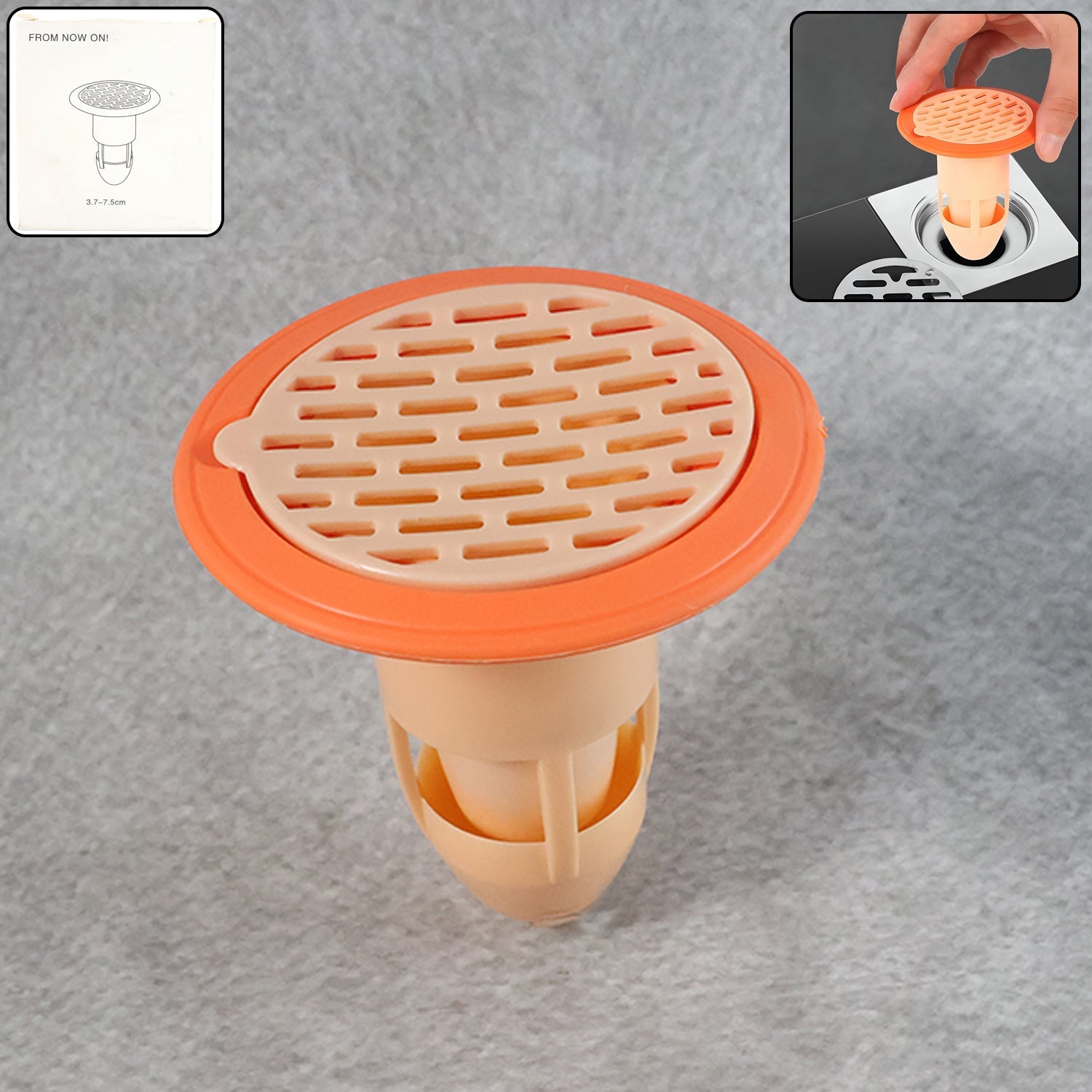 White plastic shower drain cover with hair catcher