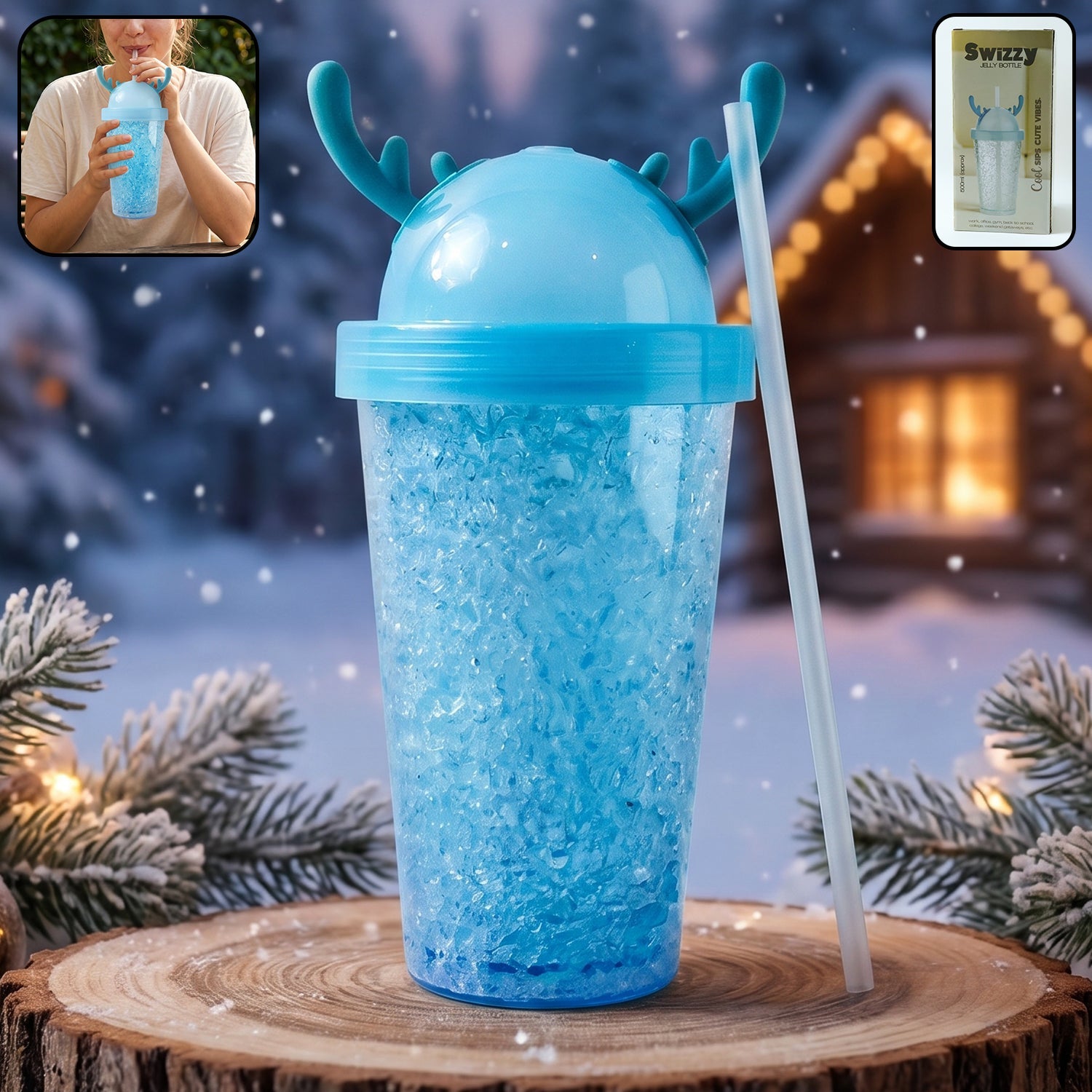 Swizzy Jelly Tumbler 500ml with straw and lid, stylish portable cup