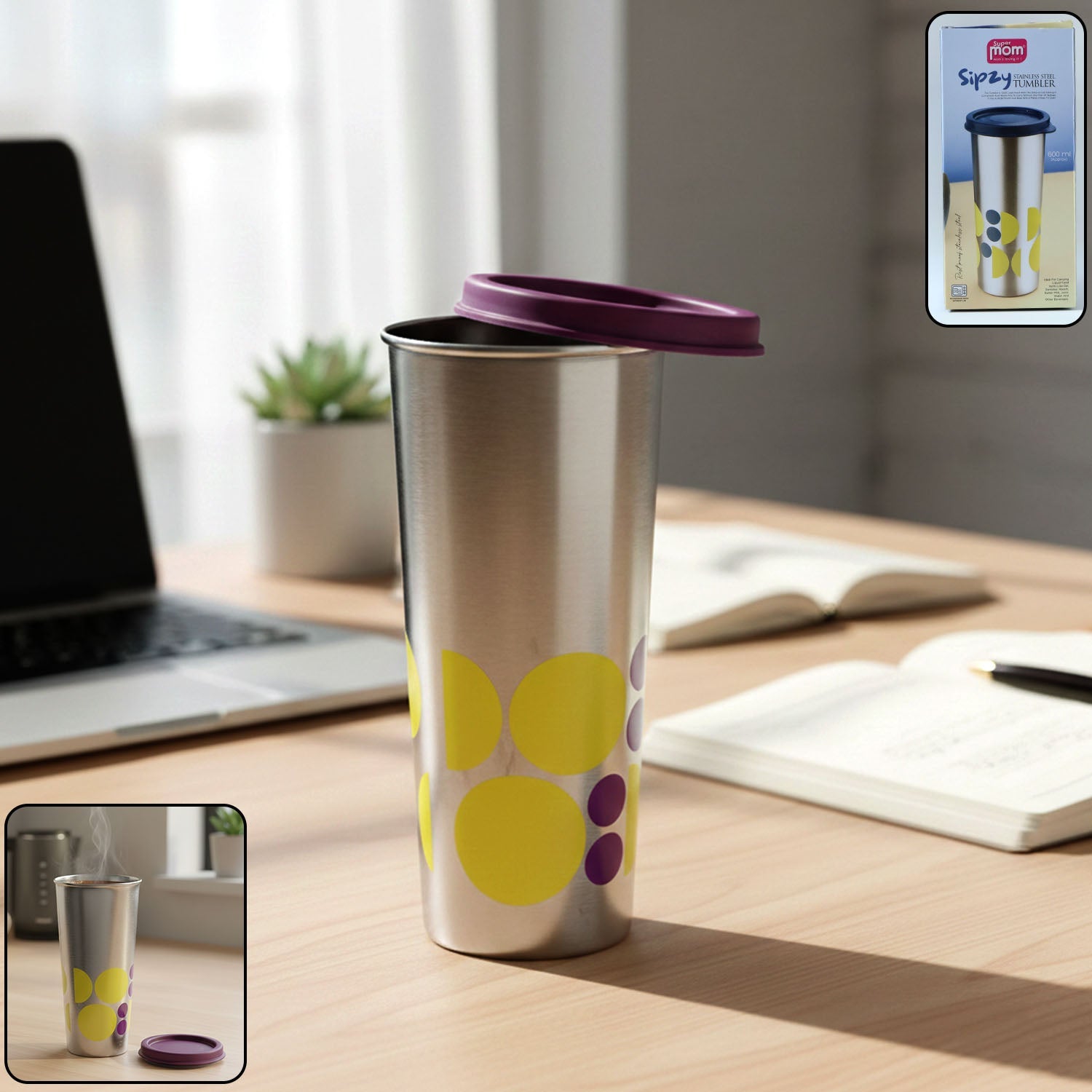 Supermom Stainless Steel Travel Tumbler with Lid