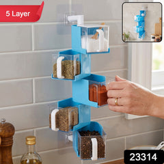 Five layer rotating spice rack organiser, 1 set
