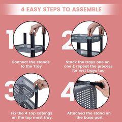 Durable plastic storage rack with ventilated baskets