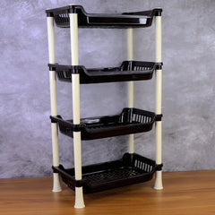 Compact storage rack ideal for kitchen or bathroom