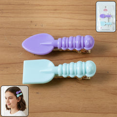 Mini spade and leaf shape hair clip set for girls