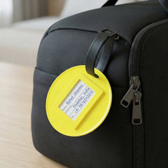 happy face suitcase tag