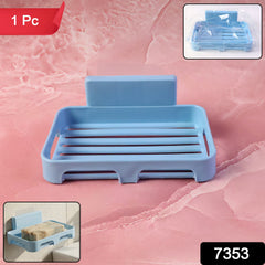 Soap dish mounted on bathroom tile wall