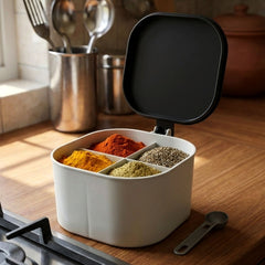 Side view of the plastic spice storage box