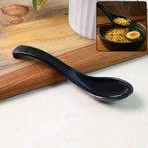 Black deep bowl plastic soup spoon