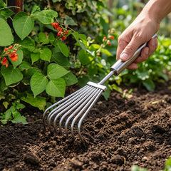 Steel garden hand rake cultivator