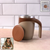 Stainless steel self-stirring coffee mug