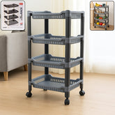 Apex 4-layer plastic storage rack with ventilated baskets