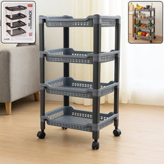Apex 4-layer plastic storage rack with ventilated baskets